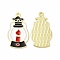 Rack Plating Alloy Enamel Pendants, Cadmium Free & Nickel Free & Lead Free, Halloween Theme, Paraffin Lamp Charm, Light Gold, FireBrick, 28.5x16.5x1mm, Hole: 1.6mm