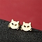 Stainless Steel Stud Earrings, Cat Shape, Golden, 9x11mm