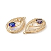 Brass with K9 Glass & Rhinestone Pendants KK-C024-44KCG-3