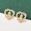 Brass Micro Pave Clear Cubic Zirconia Virgin Mary Stud Earrings EJEW-F400-23B-G-1