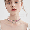 Adjustable Adjustable Gothic PU Leather Alloy Spike Rivet Heart Choker Necklaces for Women NJEW-WH20816-006P-D-7