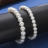 Shell Pearl Beaded Slider Bracelet with Brass Snake Chain X-BJEW-B066-01B-02-8