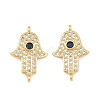 Brass Micro Pave Marine Blue Cubic Zirconia Connector Charms CU-CBAB719-07G-E-1