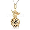 Golden Tone Brass Hollow Round Cage Pendants KK-J238-06G-2