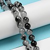 Grade A Natural Tourmalinated Quartz/Black Rutilated Quartz Beads Strands G-R494-A06-02-4