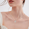 1pc Brass Chain with Alloy Letter Pendants Necklaces NJEW-LP0001-41B-P-4
