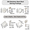 80Pcs 4 Styles Rhombus & Flat Round & Donut Stainless Steel Stud Earring Findings STAS-SC0006-59-2