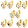 Rhombus with Evil Eye Golden Brass Hoop Earrings EJEW-L269-070G-1