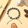 3Pcs 3 Style Gemstone Round & Cross Braided Bead Bracelets BJEW-TA00321-6