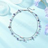 Natural Amethyst Chip & Glass & 304 Stainless Steel Handmade Link Chain Double Layer Necklaces for Women NJEW-JN05363-01-1