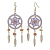 304 Stainless Steel with Glass Dangle with Natural Agate Stud Earring EJEW-MZ00185-02-1