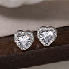 Brass Micro Pave Clear Cubic Zirconia Stud Earrings EJEW-Z128-01P-02-1