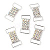 (Defective Closeout Sale: Uneven Back Plating) Brass Micro Pave Crystal AB Rhinestone Rectangle Connector Charms FIND-XCP0003-06-2