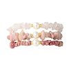 3Pcs 3 Styles Natural Mixed Gemstone Chip & Cultured Freshwater Pearl Beaded Stretch Bracelets Set for Women BJEW-JB13762-04-5