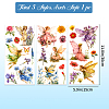 3 Sheets 3 Styles Flower PVC Waterproof Decorative Stickers DIY-WH0404-032-3