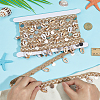 5 Yards Polyester Thread & Plastic Shell Beaded Trim Ribbon OCOR-PH0007-74B-3