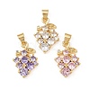 Brass Pave Cubic Zirconia Pendants KK-F919-28G-1