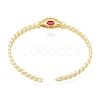 Cubic Zirconia Horse Eye Open Cuff Bangle BJEW-G651-04G-01-2