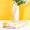 2Pcs 2 Style Lemon Wooden Beaded Garland with Rustic Jute Tassel HJEW-GF0001-26-5