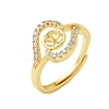 Heart Brass Micro Pave Cubic Zirconia Adjustable Ring Settings KK-K297-22G-1