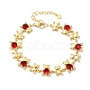 Brass Micro Pave Cubic Zirconia Link Chain Bracelets for Women BJEW-D457-01G-6