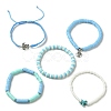 5Pcs 5 Style Polymer Clay Heishi Surfer Stretch Bracelets Set BJEW-TA00370-4