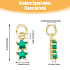 16PCS 8Colors Brass Cubic Zirconia Charms KK-DC0003-77-2