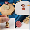 1Pc Golden Tone Brass Wax Seal Stamp Head with Bamboo Stick Shaped Handle STAM-CP0001-04H-6