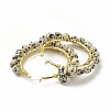Natural Dalmatian Jasper Beaded Hoop Earrings for Women EJEW-C003-03O-RS-2