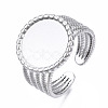 Non-Tarnish 304 Stainless Steel Open Cuff Finger Ring Cabochon Settings STAS-T060-06P-3