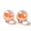 Two Tone UV Plating Rainbow Iridescent Acrylic Beads TACR-D010-03A-04-2