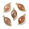 Natural Sunstone Faceted Connector Charms G-K347-03G-01-1