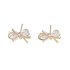Brass Micro Pave Clear Cubic Zirconia Stud Earring Findings X-KK-T062-246G-3