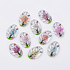 Inner Flower Glass Gabochons GGLA-S027-25x18-07-1