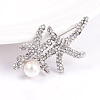 Alloy Rhinestone Starfish/Sea Stars Safety Brooches JEWB-L004-06P-1