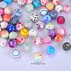 Printed Round Silicone Focal Beads SI-JX0056A-18-2