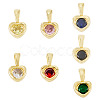 7Pcs 7 Colors Brass with Cubic Zirconia Charms KK-TA0008-37-2
