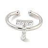 Rack Plating Brass Open Cuff Rings for Women RJEW-F162-01P-T-2