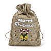 Christmas Printed Burlap Packing Pouches Drawstring Bags ABAG-Q053-02A-12-3