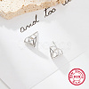 Anti-Tarnish Diamond Shaped Rhodium Plated 925 Sterling Silver Stud Earrings for Women CC0572-1-3