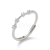 Constellations Rhodium Plated 925 Sterling Silver Micro Pave Clear Cubic Zirconia Adjustable Rings for Women RJEW-P130-01P-C-4
