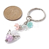 Angel Acrylic Beaded Keychain with Flower Opaque Resin Charms KEYC-JKC00533-4