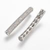 Brass Micro Pave Cubic Zirconia Tube Beads ZIRC-N025-60P-1
