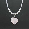 Natural Gemstone Heart Pendant Colorful Glass Seed Beads Beaded Necklaces for Women VA8487-2-1