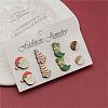4 Pairs Santa Claus & Boot & Christmas Tree Printed Wood Stud Earrings EJEW-OY001-03-5