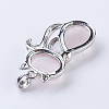 Natural Rose Quartz Kitten Pendants X-G-P352-B07-2