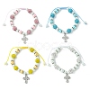 Cross Alloy Rhinestone Pendant Bracelet for Women BJEW-JB09485-1