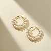 Natural Pearl Beaded Hoop Earrings EJEW-JE05168-03-3