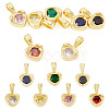 7Pcs 7 Colors Brass with Cubic Zirconia Charms KK-TA0008-37-1
