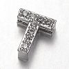 Platinum Plated Brass Micro Pave Cubic Zirconia Letter Slide Charms ZIRC-E015-04T-1